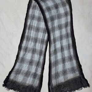John Varvatos Black Crinkled Scarf